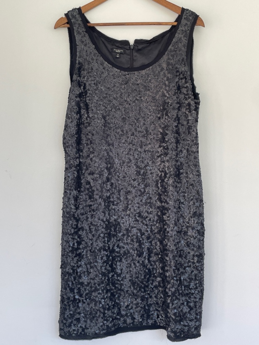 Talbots Black Sequin Sleeveless Shift Dress